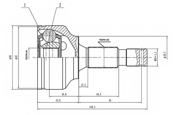 Шарнирный комплект приводного вала AYWIPARTS AW1510560 - изображение