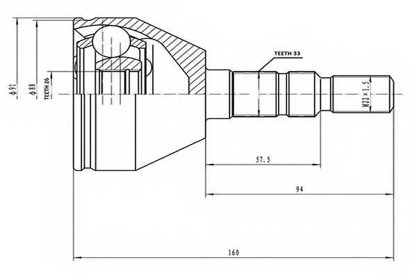 Шарнирный комплект приводного вала AYWIPARTS AW1510591 - изображение Шарнирный комплект приводного вала AYWIPARTS AW1510591 - изображение