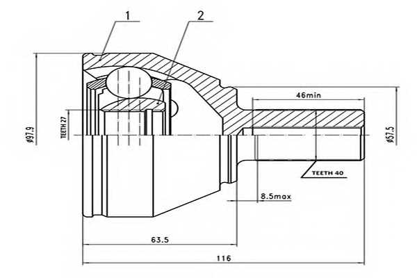 Шарнирный комплект приводного вала AYWIPARTS AW1510992 - изображение Шарнирный комплект приводного вала AYWIPARTS AW1510992 - изображение