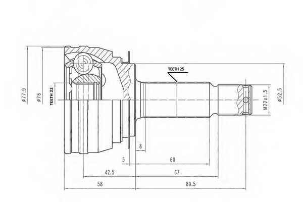 Шарнирный комплект приводного вала AYWIPARTS AW1511111 - изображение Шарнирный комплект приводного вала AYWIPARTS AW1511111 - изображение