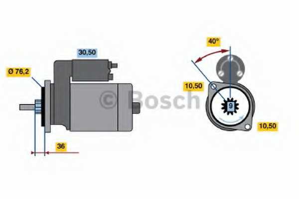 Стартер 1,7кВт для VW GOLF(1G1,19E), JETTA(165, 1G2,19E), TRANSPORTER(70XC, 7DB, 7DK, 7DW,70XA,70XB,70XD) <b>BOSCH 0 986 013 050</b> - изображение