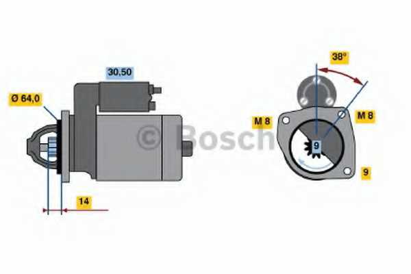 Стартер 12V, 0.8KW <b>BOSCH 0986021590</b> - изображение