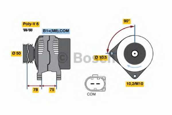 Генератор 155А для BMW 5(E60,E61) <b>BOSCH 0 986 047 400</b> - изображение Генератор 155А для BMW 5(E60,E61) <b>BOSCH 0 986 047 400</b> - изображение
