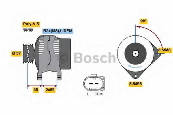 Генератор 14V, 90A <b>BOSCH 0986049101</b> - изображение