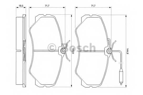 Колодки тормозные дисковые для CITROEN C25(280#,290#) / FIAT DUCATO(280,290) / PEUGEOT 405(4B), J5(280L,290L,290P) <b>BOSCH 0 986 460 998</b> - изображение