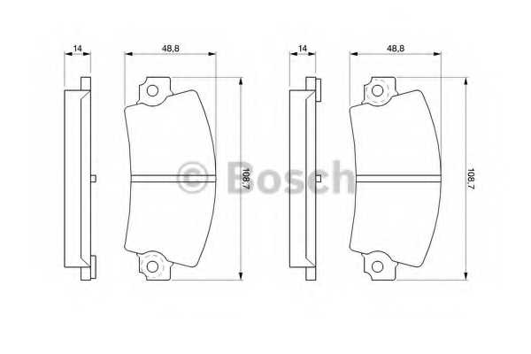Колодки тормозные дисковые для RENAULT 12, 18(134#,135#), 21(B48#,K48#,L48#,S48#), 25(B29#), 30(127#), 5(122#), ESPACE(J/S63#,J11#), FUEGO(136#) <b>BOSCH 0 986 463 490</b> - изображение