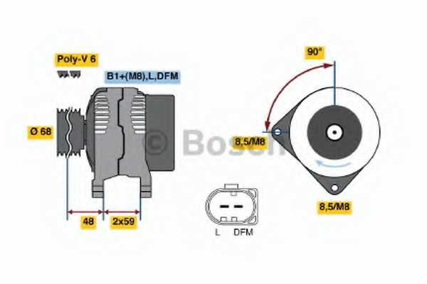Генератор 120А для VW LT(2, 2DD, 2DE, 2DF, 2DH, 2DK,2DA,2DB,2DC), TRANSPORTER(70XC, 7DB, 7DK, 7DW,70XA,70XB,70XD) <b>BOSCH 0 986 041 890</b> - изображение