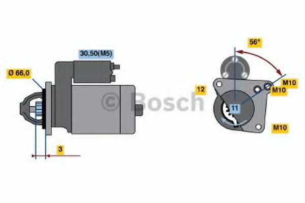 Стартер 1,1кВт для RENAULT CLIO, DUSTER, ESPACE, FLUENCE, LAGUNA, MEGANE, SCENIC, TRAFIC <b>BOSCH 0 001 107 476</b> - изображение