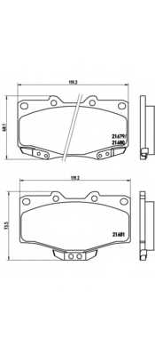 Колодки тормозные дисковые для TOYOTA 4 RUNNER, HILUX, LAND CRUISER 90, LAND CRUISER / VW TARO <b>BREMBO P 83 009 / 21679</b> - изображение