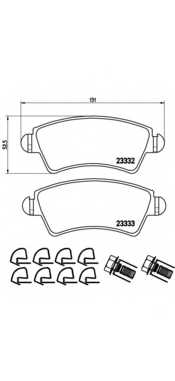 Колодки тормозные дисковые для CITROEN XSARA(N0,N1) / PEUGEOT 206(2A/C,2D) <b>BREMBO P 61 067 / 23332</b> - изображение