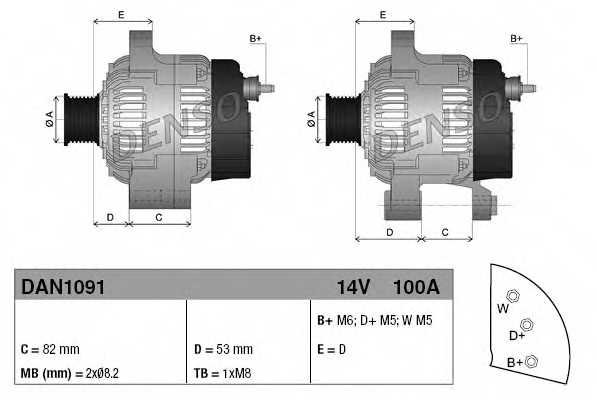 Генератор 100А <b>DENSO DAN1091</b> - изображение 3