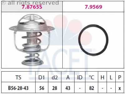 Термостат охлаждающей жидкости FACET EPS 1.880.765 / 7.8765 - изображение Термостат охлаждающей жидкости FACET EPS 1.880.765 / 7.8765 - изображение