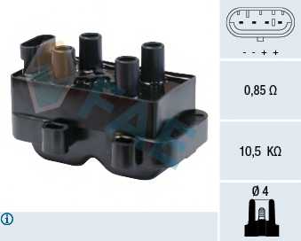 Катушка зажигания RENAULT Logan/Megane/ Clio II/III 1, 2-2, 0L 09/96-> 7700274008/7700872834/2244800QAD <b>FAE 80222</b> - изображение