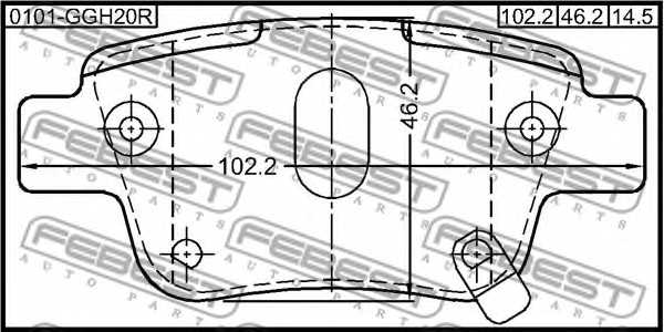 Колодки тормозные дисковые задний для TOYOTA ALPHARD / VELLFIRE(ANH2#,ATH2#,GGH2#), PREVIA(ACR5#,AHR5#,GSR5#) <b>FEBEST 0101-GGH20R</b> - изображение 1