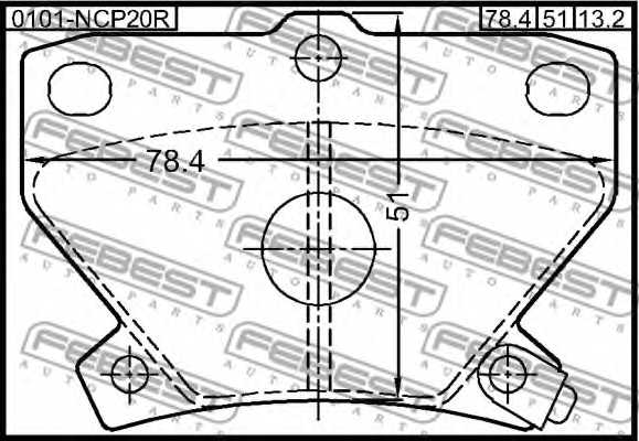 Колодки тормозные дисковые задний для TOYOTA CELICA, COROLLA, ECHO, IST, MATRIX, PLATZ, PRIUS, VIOS, WILL VS, YARIS <b>FEBEST 0101-NCP20R</b> - изображение 1