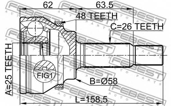 Шарнир приводного вала FEBEST 0110-AZT250A48 - изображение 1