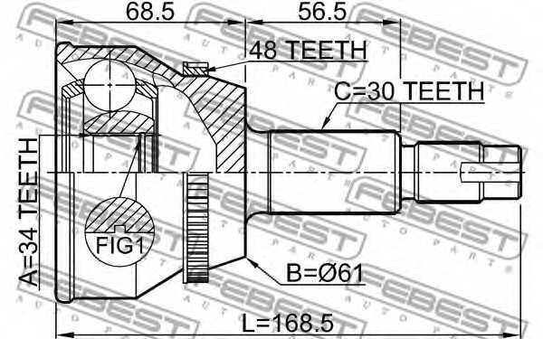 Шарнир приводного вала FEBEST 0110-MHU38A48 - изображение 1