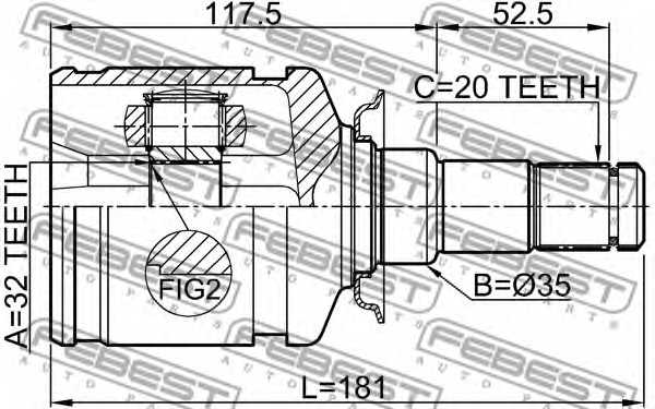 Шарнир приводного вала FEBEST 0111-CT220LH - изображение 1