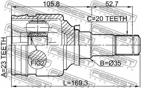 Шарнир приводного вала FEBEST 0111-NHW20RH - изображение 1