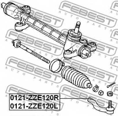 Наконечник поперечной рулевой тяги FEBEST 0121-ZZE120R - изображение 1