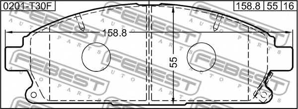 Колодки тормозные дисковые передний для HONDA ELYSION / INFINITI QX4 / NISSAN BASSARA, CIMA, ELGRAND, LEOPARD, PATHFINDER, PRESAGE, SERENA, URVAN, X-TRAIL <b>FEBEST 0201-T30F</b> - изображение 1