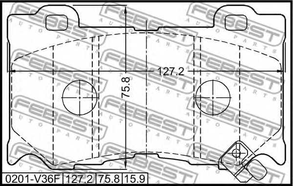 Колодки тормозные дисковые передний для INFINITI FX, G, M(Y51), M37, Q70(Y51) / NISSAN 370 Z(Z34), FUGA <b>FEBEST 0201-V36F</b> - изображение 1