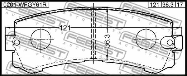 Колодки тормозные дисковые задний для NISSAN PATROL GR(Y61) <b>FEBEST 0201-WFGY61R</b> - изображение 1