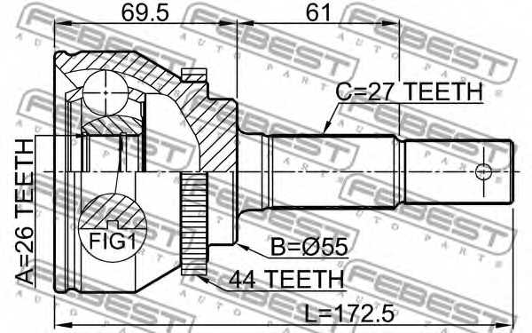 Шарнир приводного вала FEBEST 0210-N16A44 - изображение 1