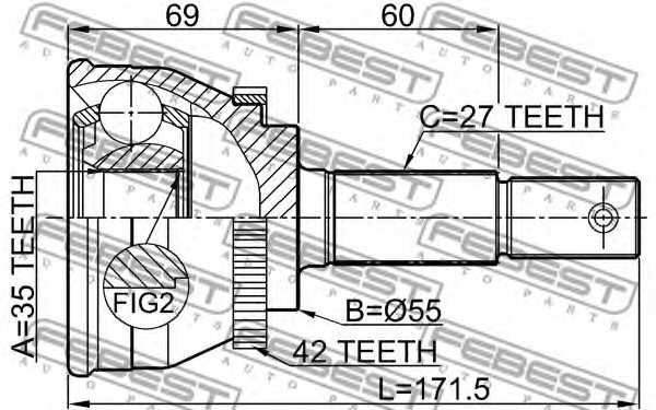Шарнир приводного вала FEBEST 0210-N16MTA42 - изображение 1