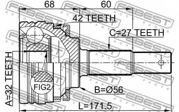 Шарнир приводного вала FEBEST 0210-P10A42 - изображение 1
