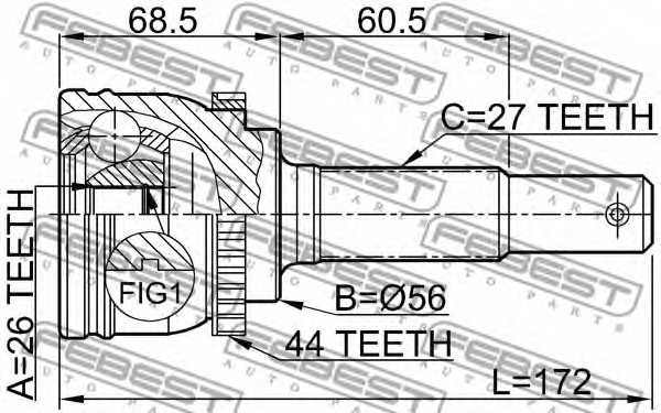Шарнир приводного вала FEBEST 0210-P12YDA44 - изображение 1