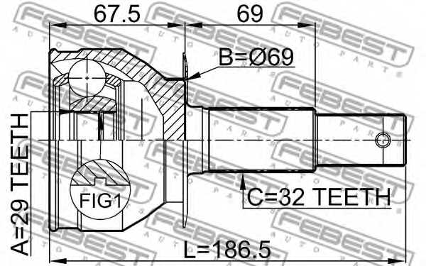 Шарнир приводного вала FEBEST 0210-R51R - изображение 1