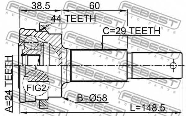 Шарнир приводного вала FEBEST 0210-T30RA44 - изображение 1