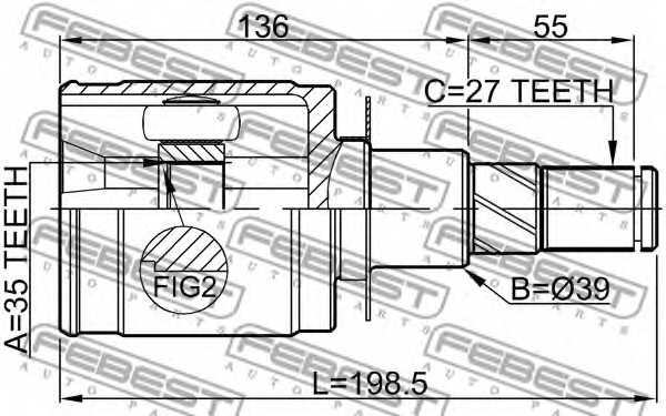 Шарнир приводного вала FEBEST 0211-D40AT - изображение 1