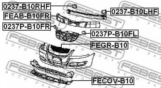 Кронштейн усилителя бампера переднего левый FEBEST 0237-B10LHF - изображение 1