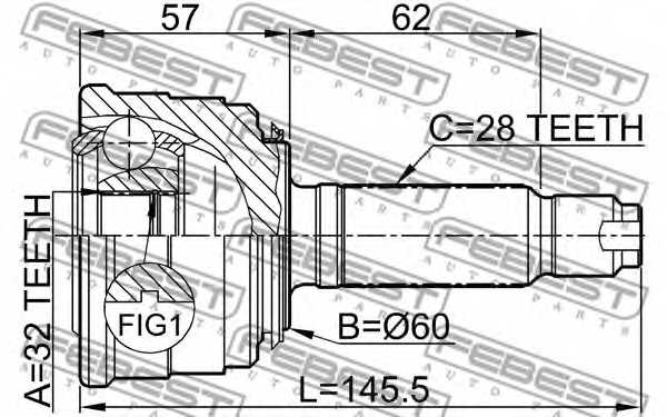 Шарнир приводного вала FEBEST 0310-022 - изображение 1