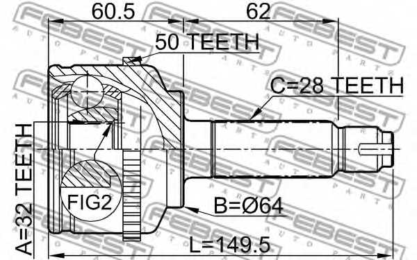 Шарнир приводного вала FEBEST 0310-CGA50 - изображение 1