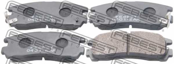 Колодки тормозные дисковые задний для MITSUBISHI 3000 GT, DEBONAIR, DIAMANTE, ECLIPSE, GALANT, GTO, PAJERO PININ, SAPPORO, SIG Колодки тормозные дисковые задний для MITSUBISHI 3000 GT, DEBONAIR, DIAMANTE, ECLIPSE, GALANT, GTO, PAJERO PININ, SAPPORO, SIGMA, SPACE RUNNER, SPACE <b>FEBEST 0401-EAR</b> - изображение