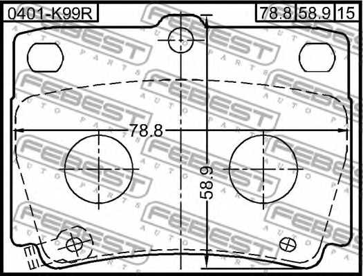 Колодки тормозные дисковые задний для MITSUBISHI PAJERO(K90) <b>FEBEST 0401-K99R</b> - изображение 1