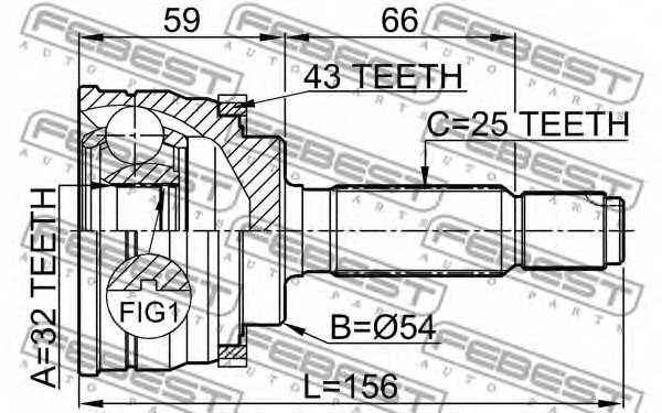 Шарнир приводного вала FEBEST 0410-034A43 - изображение 1