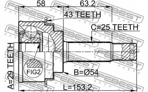 Шарнир приводного вала FEBEST 0410-H76A43 - изображение 1