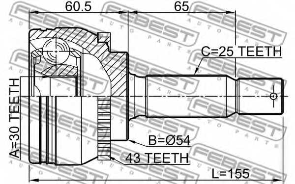 Шарнир приводного вала FEBEST 0410-N94A43 - изображение 1