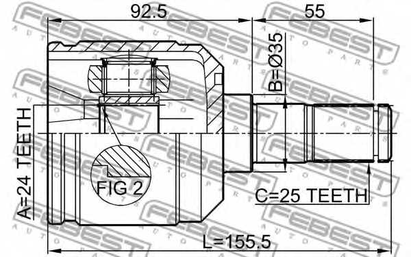 Шарнир приводного вала FEBEST 0411-E55 - изображение 1