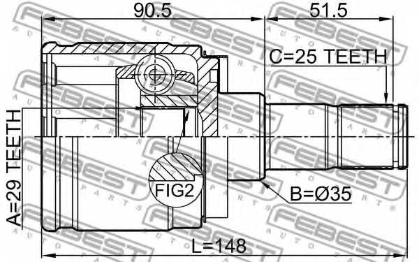 Шарнир приводного вала FEBEST 0411-H77WRH - изображение 1