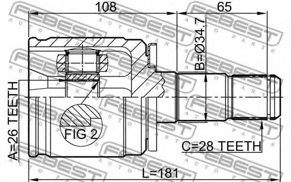 Шарнир приводного вала FEBEST 0411-K94LH - изображение 1