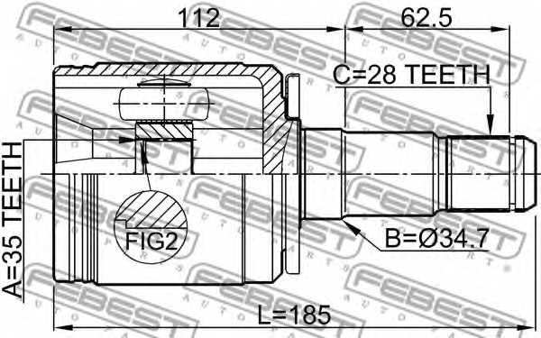 Шарнир приводного вала FEBEST 0411-V97LH - изображение 1