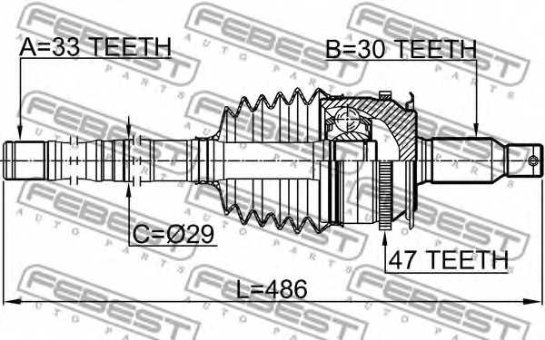 Шарнир приводного вала FEBEST 0414-KB4A47L - изображение 1
