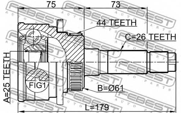 Шарнир приводного вала FEBEST 0510-B25A44 - изображение 1