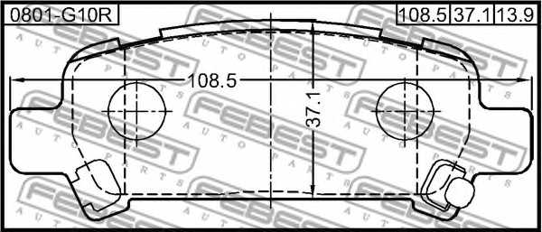 Колодки тормозные дисковые задний для SUBARU FORESTER(SF, SG), IMPREZA(GC, GD, GF, GFC, GG), LEGACY(B13#, BD, BE, BG, BH, BL, BP) <b>FEBEST 0801-G10R</b> - изображение 1