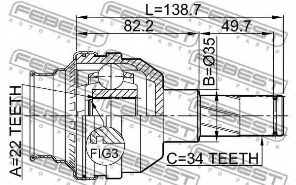 Шарнир приводного вала FEBEST 1111-T200 - изображение 1